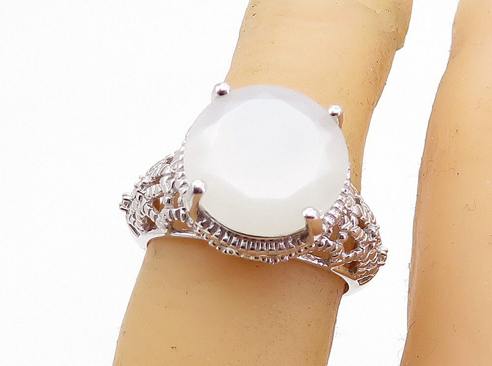 KARIS 925 Sterling Silver  Prong Set Milky Quartz Cocktail Ring Sz 6  RG7063