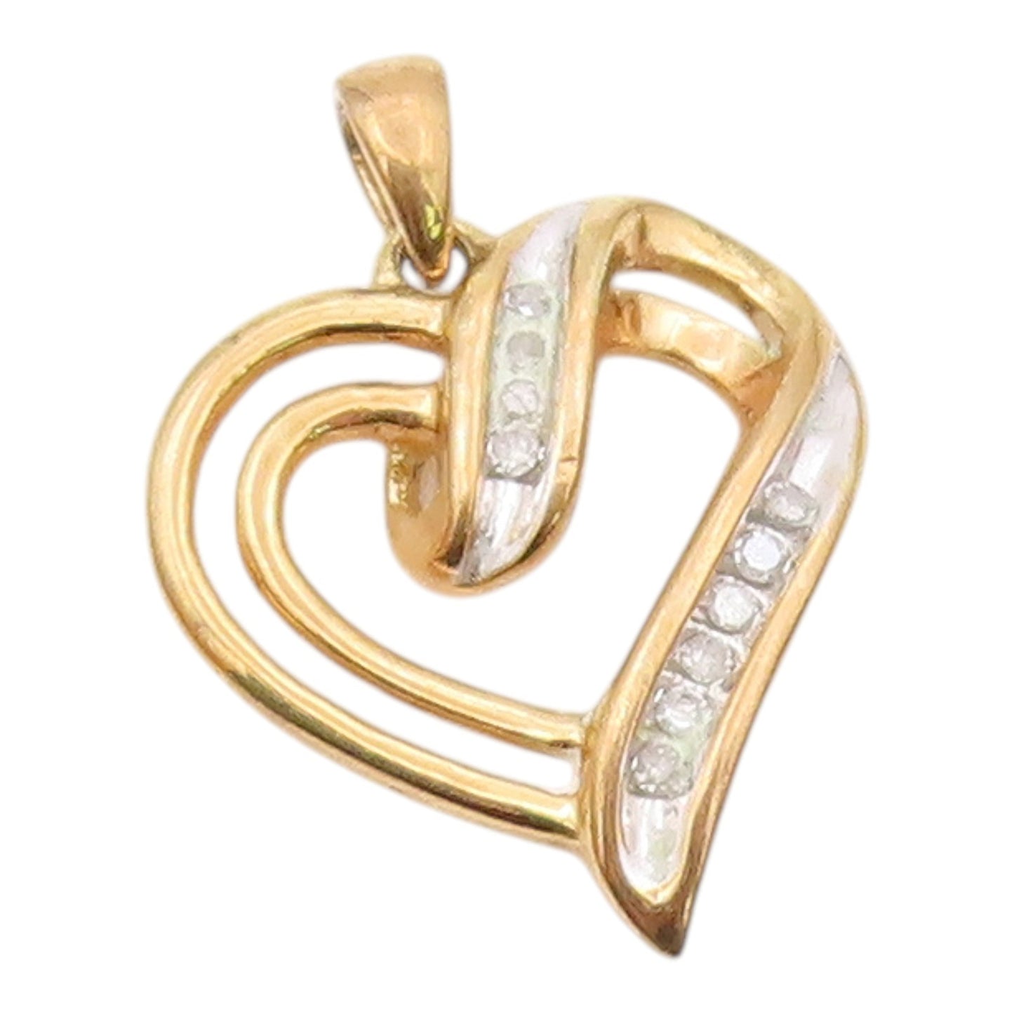 925 Sterling Silver  Genuine Diamonds Gold Plated Love Heart Pendant  PT12025