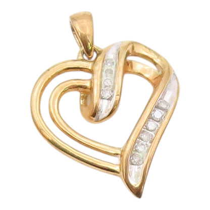 925 Sterling Silver  Genuine Diamonds Gold Plated Love Heart Pendant  PT12025