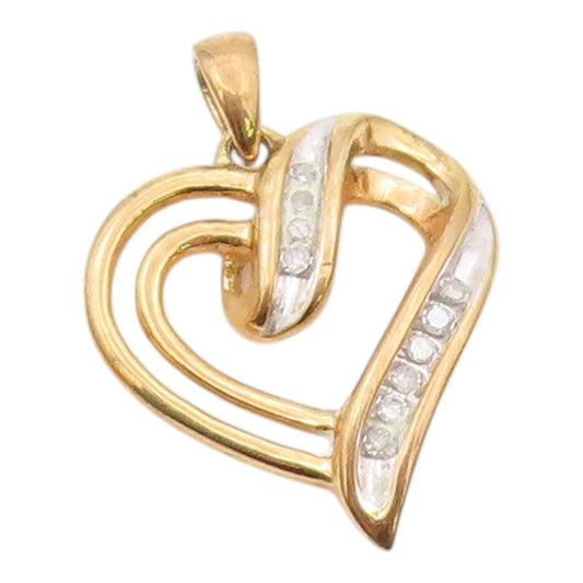 925 Sterling Silver  Genuine Diamonds Gold Plated Love Heart Pendant  PT12025
