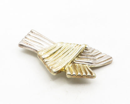 FREDERIC JEAN DUCLOS 925 Silver  Vintage Ribbon Design Brooch Pin  BP4030