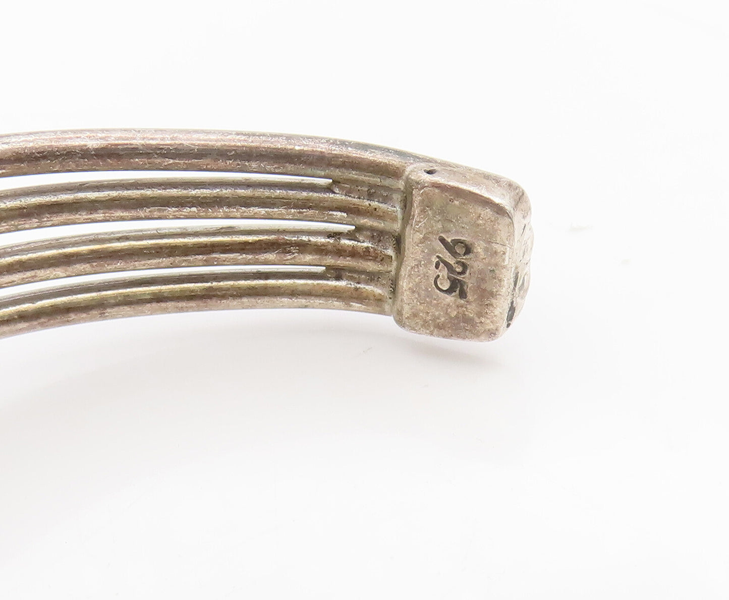 925 Sterling Silver  Vintage Designer Brutalist Split Bands Bracelet BT10157