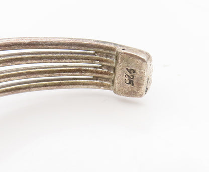 925 Sterling Silver  Vintage Designer Brutalist Split Bands Bracelet BT10157