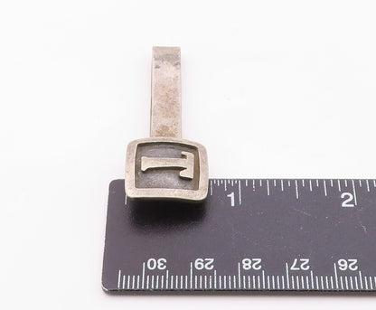 MEXICO 925 Sterling Silver   Vintage Oxidized Letter T Square Tie Clip  TR2041