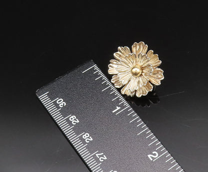 ESPO SIG 14K GOLD & 925 Silver Vintage Chrysanthemum Clip Earrings EG12188