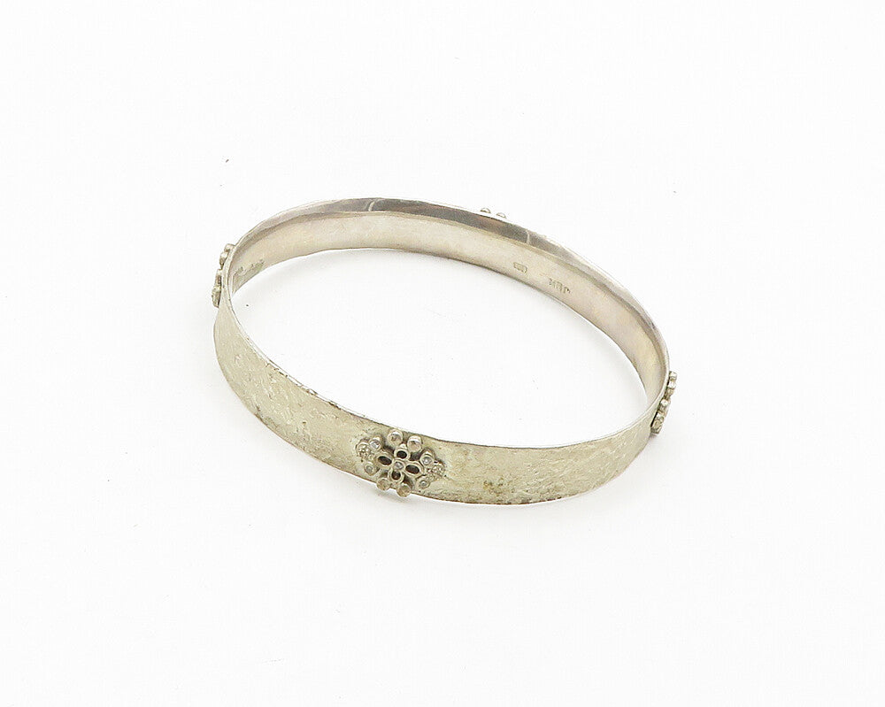 JBR 925 Sterling Silver  Vintage Genuine Diamonds Bangle Bracelet  BT7538
