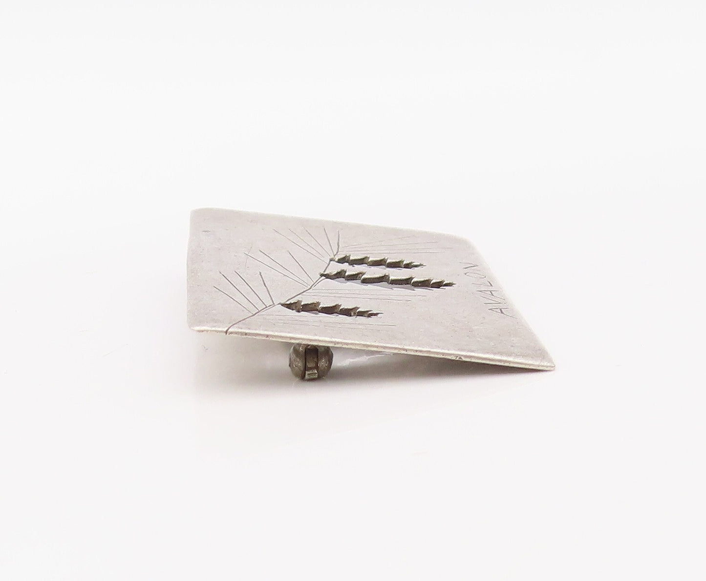 925 Sterling Silver Vintage Brooch Pin Designer Cutout AVALON Etched  BP11174