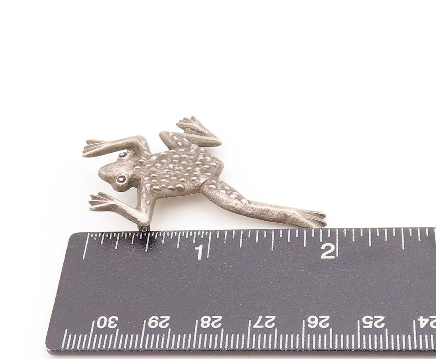925 Sterling Silver Vintage Brooch Dark Tone Jumping Frog Figural Pin  BP11935