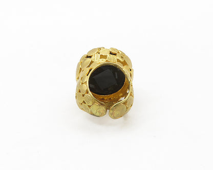 DESIGNER 925 Sterling Silver Vintage Black Hematite Cocktail Ring Sz 6 RG17583