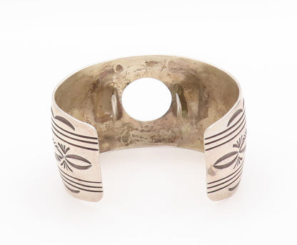 925 Sterling Silver Vintage Watch Cuff NAVAJO Solid Trible Design Carved  TR3772
