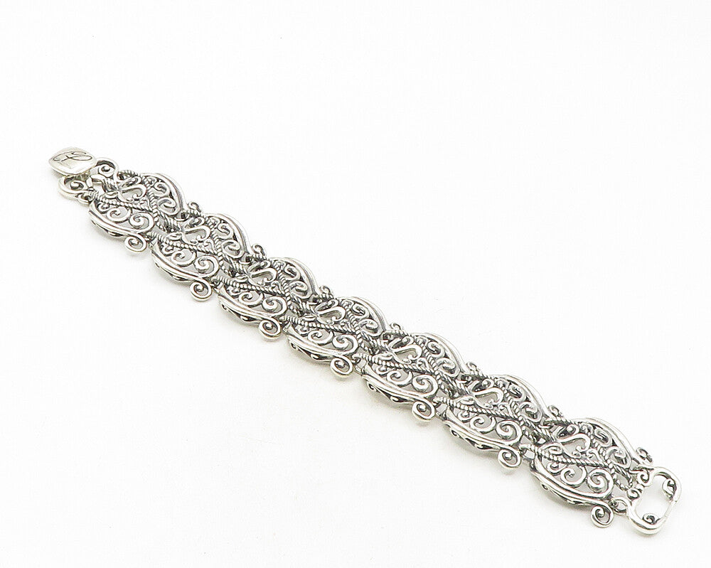 CAROLYN POLLACK RELIOS 925 Silver  Vintage Open Swirl Chain Bracelet  BT4193