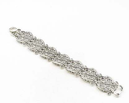CAROLYN POLLACK RELIOS 925 Silver  Vintage Open Swirl Chain Bracelet  BT4193
