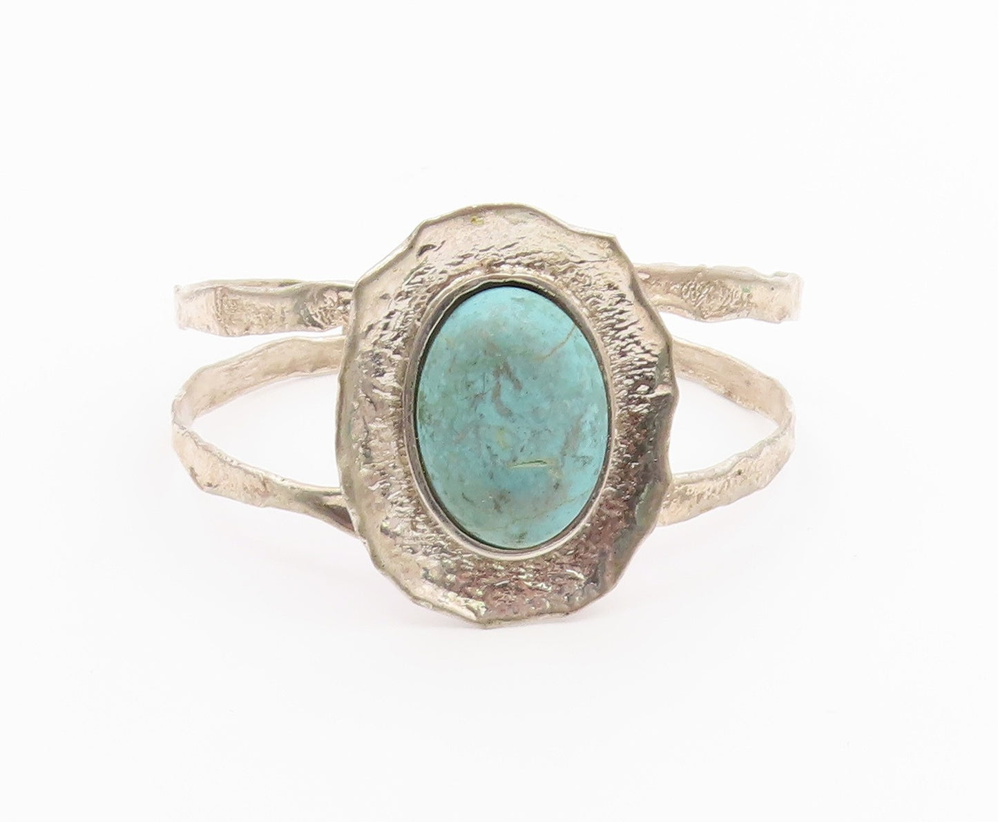 925 Sterling Silver  Vintage Cabochon Rough Gemstone Cuff Bracelet  BT8926