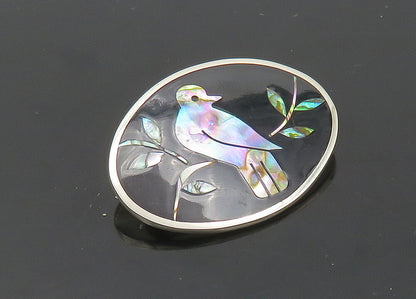 CII MEXICO 925 Sterling Silver Vintage Abalone Black Onyx Bird Brooch Pin BP8265