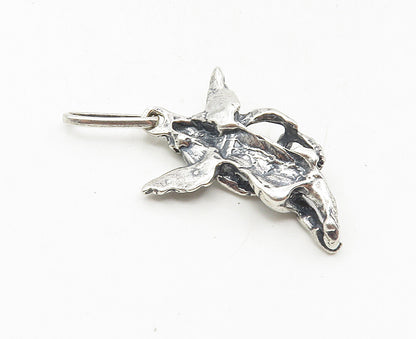 925 Sterling Silver  Vintage Shiny Sculpted Flying Angel Love Pendant  PT7047