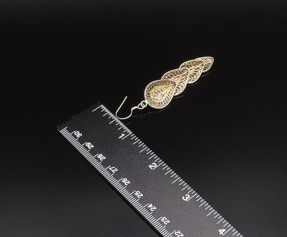 925 Silver  Vintage Swirl Detail Graduated Pear Shaped Earrings  EG11983
