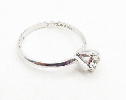 CLARK & COOMBS 925 Silver  Shiny Cubic Zirconia Solitaire Ring Sz 8  RG9878