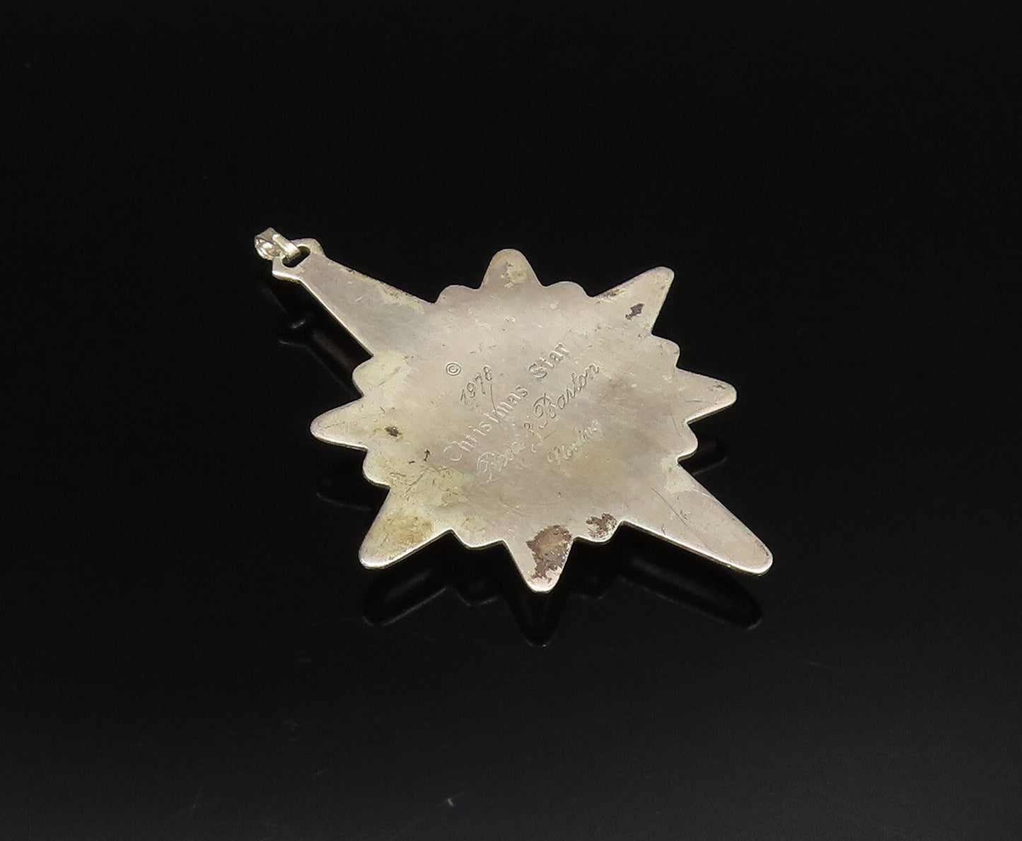 REED & BARTON 925 Silver  Vintage Christmas Star Ornate Drop Pendant  PT21622