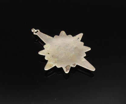 REED & BARTON 925 Silver  Vintage Christmas Star Ornate Drop Pendant  PT21622