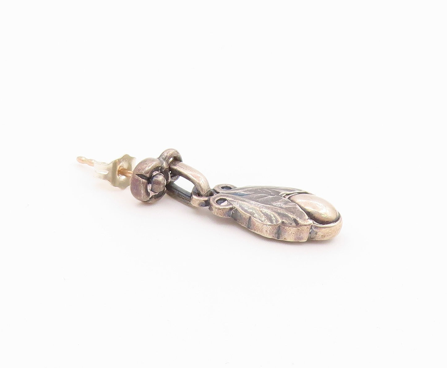 925 Sterling Silver Vintage Earrings GEORG JENSEN DENMARK Floral Drop  EG14525
