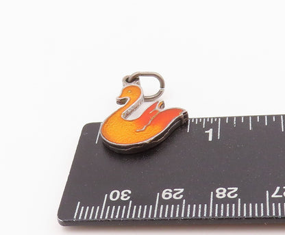 925 Sterling Silver Vintage Pendant Enameled Cutout Duck Charm  PT24287