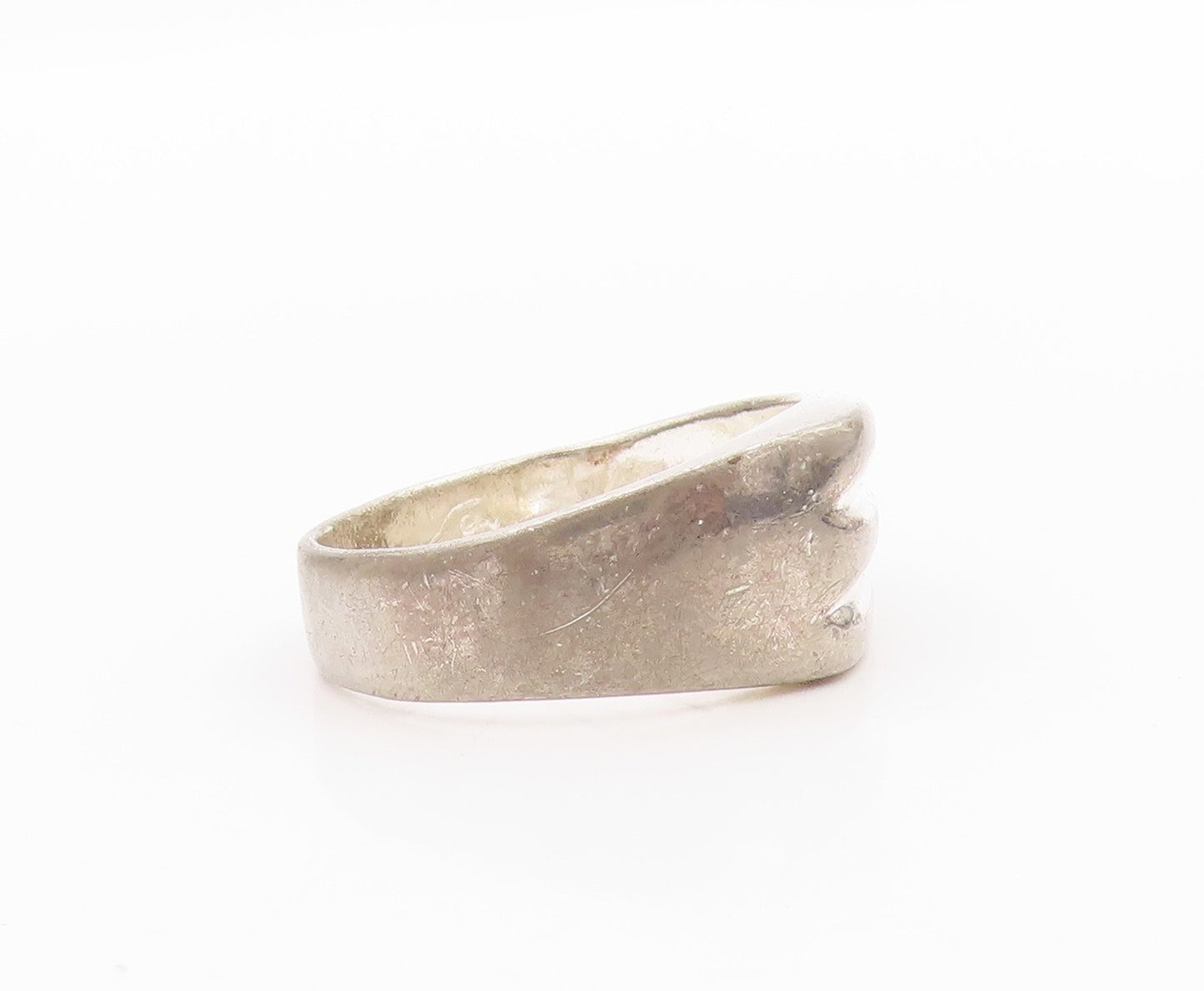 925 Sterling Silver Vintage Ring Minimalist Grooved Design  Sz 8  RG33353