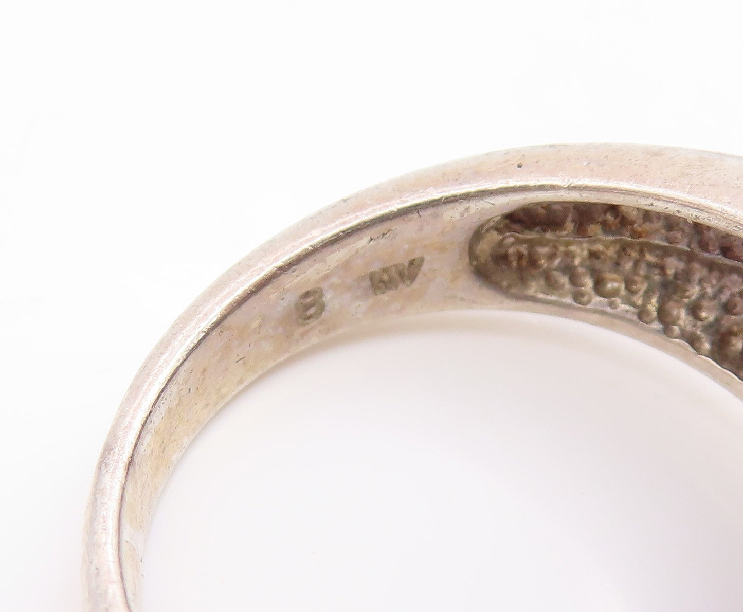 925 Sterling Silver Vintage Ring Pearl Ribbed Twisted Rope Band  Sz 8  RG35146