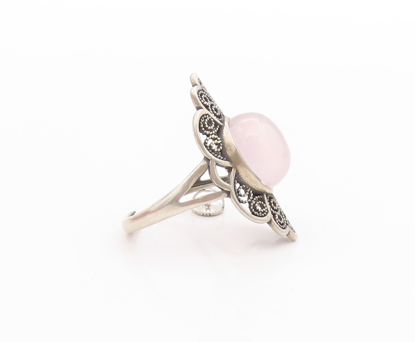 925 Sterling Silver Vintage Ring EUROPE Cabochon Gemstone Carved  Sz 12  RG32879