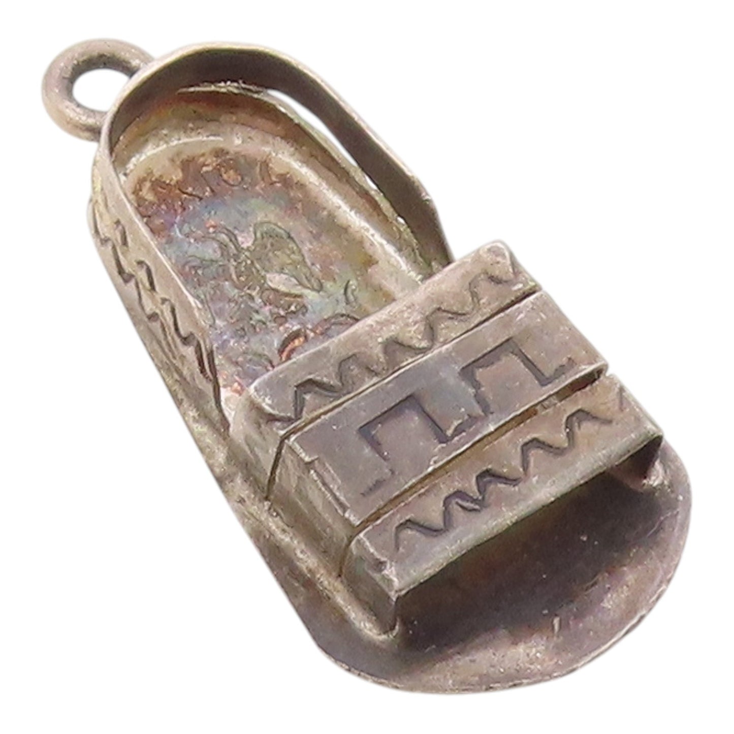 925 Silver Vintage Oxidized Sandal Etched Detail Pendant PT9210
