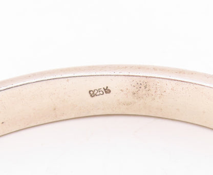 925 Sterling Silver Vintage Bracelet Minimalist Solid Curved Wave Bangle BT11474