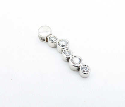 925 Sterling Silver  Shiny Petite Cubic Zirconia Vertical Drop Pendant  PT4749