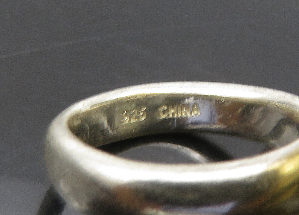 RLM STUDIO 925 Silver  Vintage Two Tone Love Heart Band Ring Sz 6  RG23107