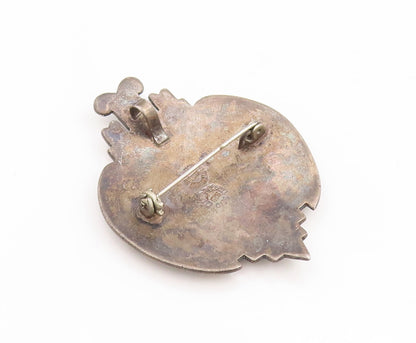 925 Sterling Silver Vintage Brooch Pin MEXICO Etched Abalone Inlay Face  BP11145