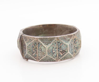 925 Sterling Silver Vintage Bracelet Antique Floral Geometric Bangle  BT12022