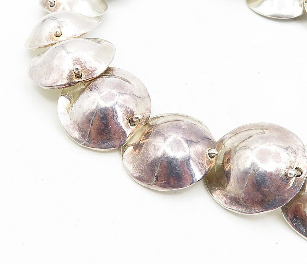 925 Sterling Silver  Vintage Shiny Smooth Dome Link Chain Necklace  NE1642