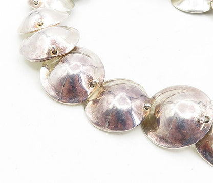 925 Sterling Silver  Vintage Shiny Smooth Dome Link Chain Necklace  NE1642