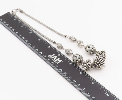 925 Sterling Silver Vintage Necklace Chunky Bohemian Beaded Design Chain  NE4686