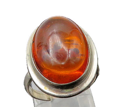 925 Sterling Silver Vintage Cabochon Cut Amber Cocktail Ring Sz 7  RG22010