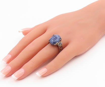925 Sterling Silver Vintage Ring KARIS Lapis Lazuli Band  Sz 6  RG35656