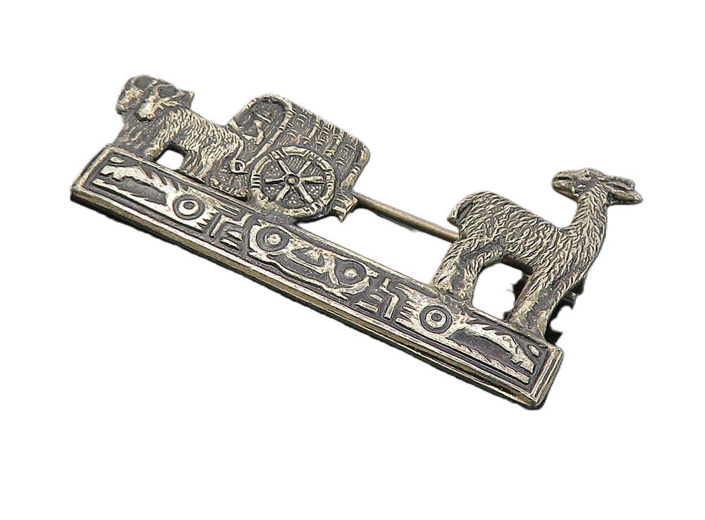 925 Sterling Silver  Vintage Antique Petite Alpaca Carriage Brooch Pin  BP3127