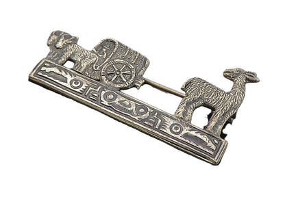 925 Sterling Silver  Vintage Antique Petite Alpaca Carriage Brooch Pin  BP3127