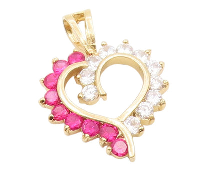 925 Silver  Vintage Cubic Zirconia & Pink Topaz Love Heart Pendant  PT18068