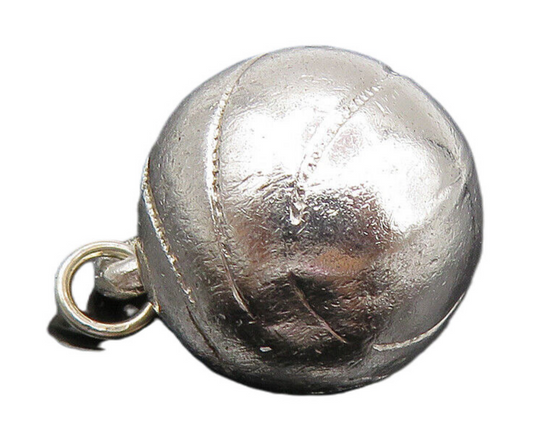 925 Sterling Silver  Vintage Shiny Hollow Basketball Sports Pendant  PT7565