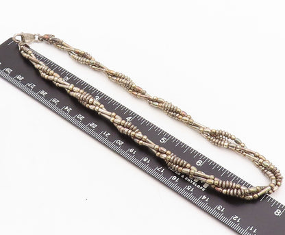 925 Sterling Silver Vintage Necklace Solid Twisted Beaded Chains  NE4328