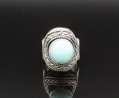 BALI 925 Silver  Vintage Braided & Rope Twist Larimar Ring Sz 7  RG25597