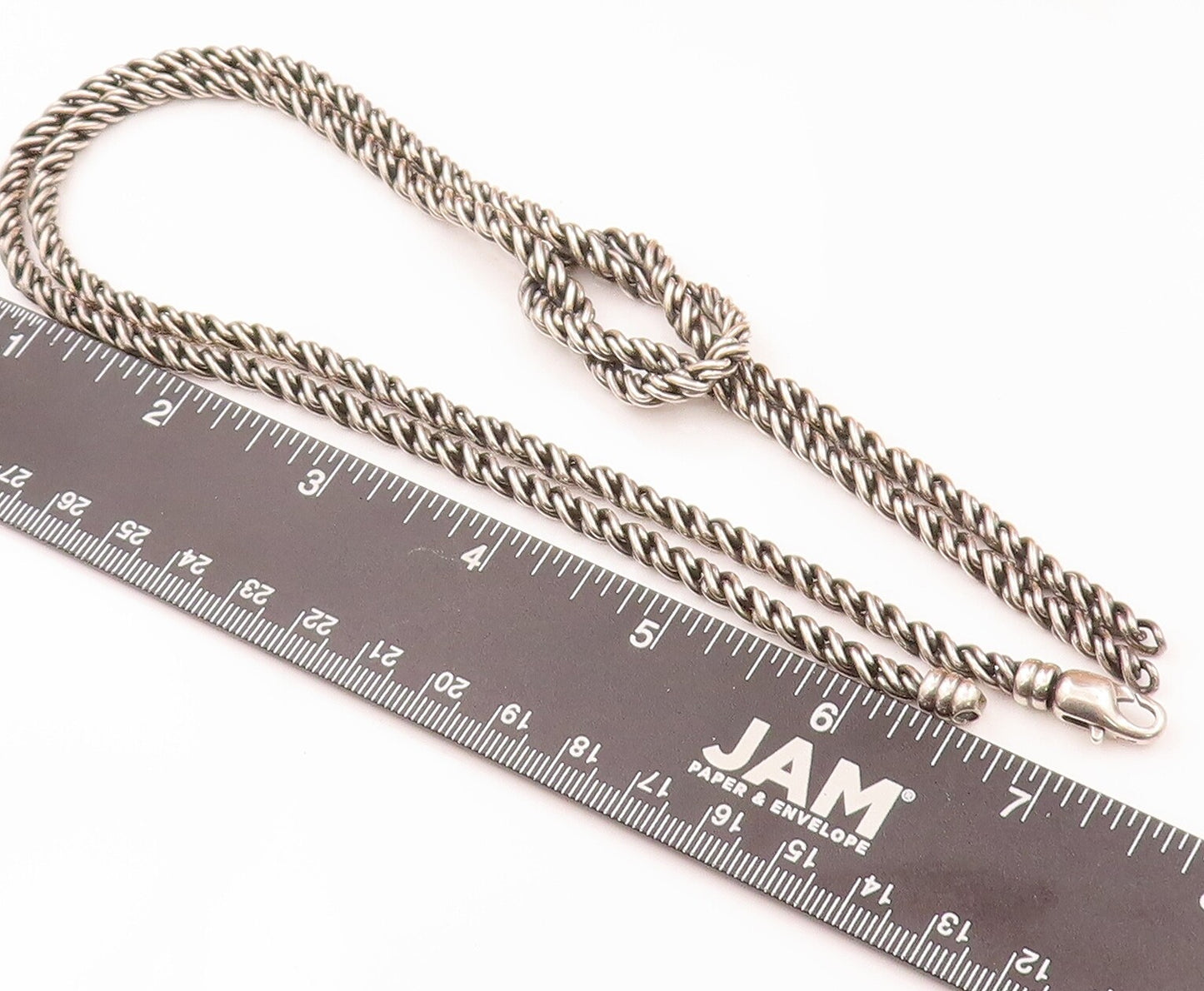 925 Sterling Silver Vintage Necklace Solid Inter woven Twisted Rope  NE4273