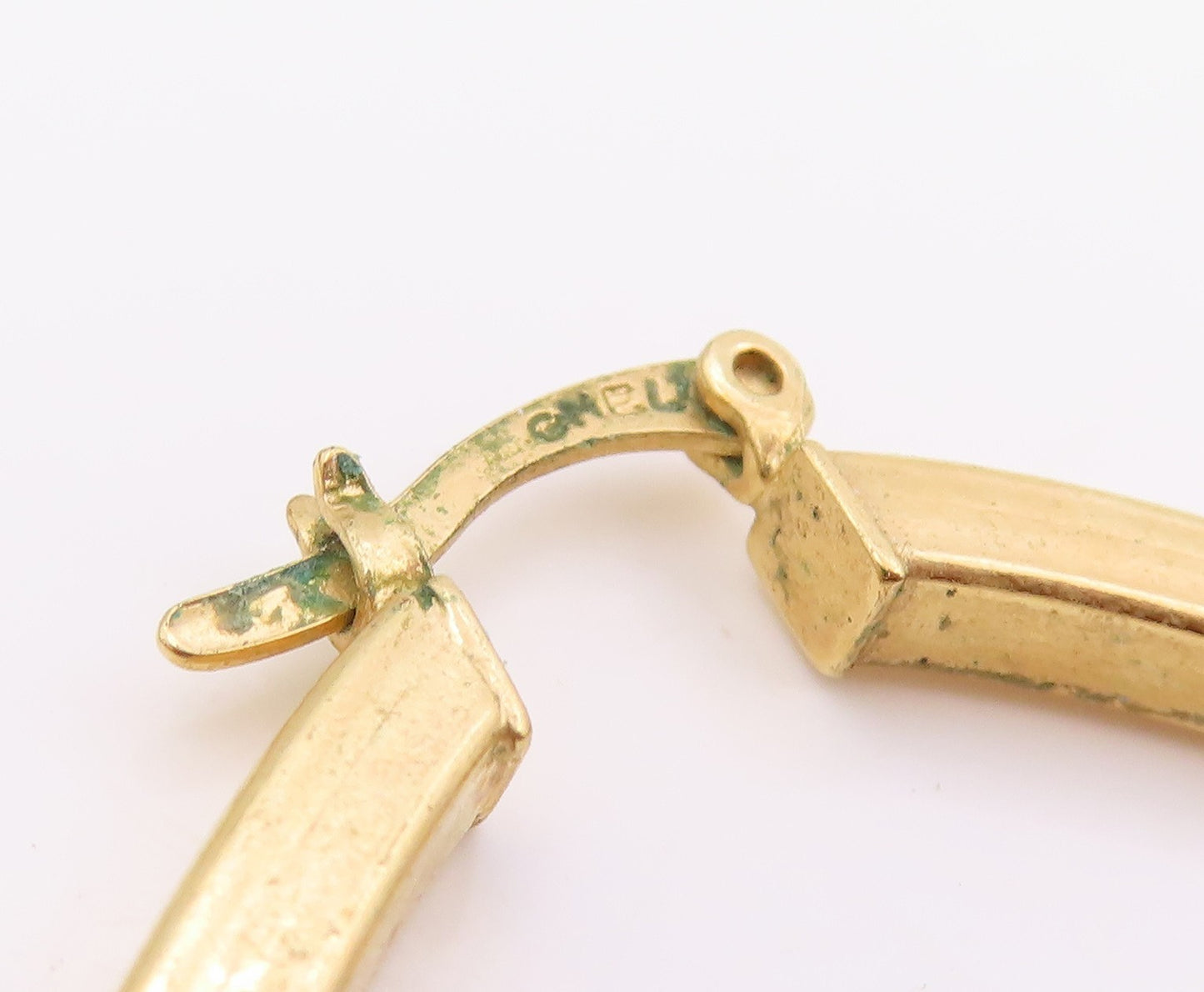 925 Sterling Silver Vintage Earrings Gold Plated Modernist Square Hoop  EG14247