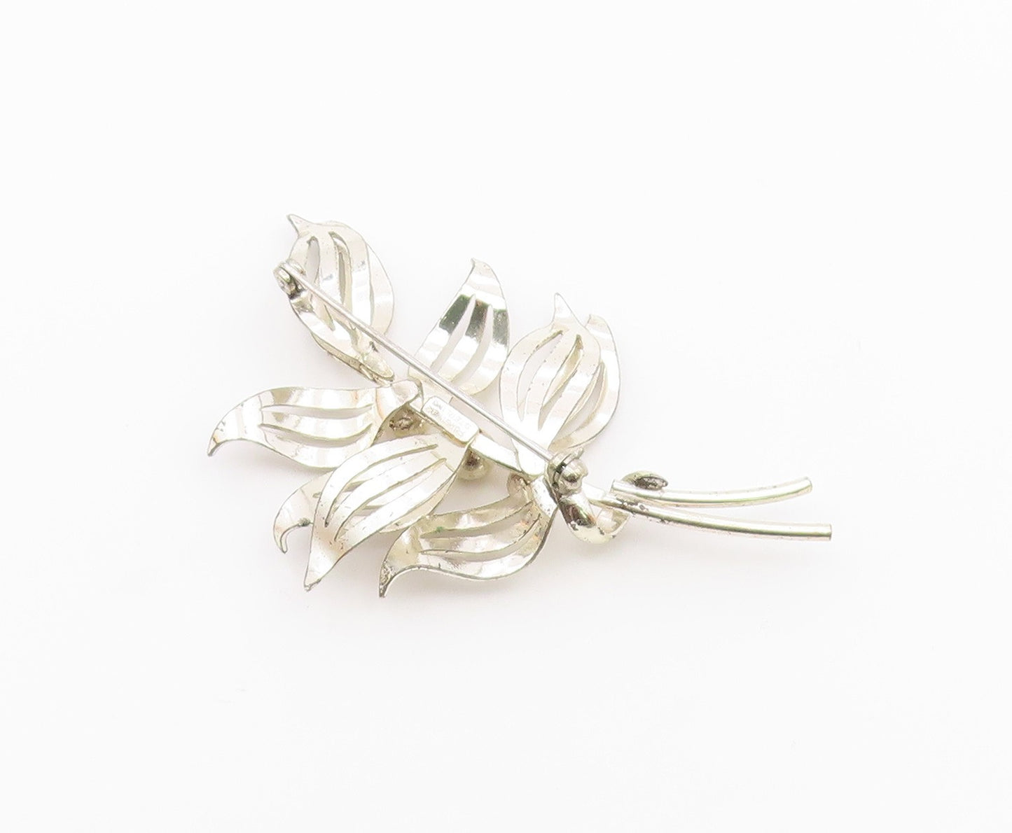 FORSTNER 925 Sterling Silver  Vintage Shiny Floral Leaves Brooch Pin  BP8328