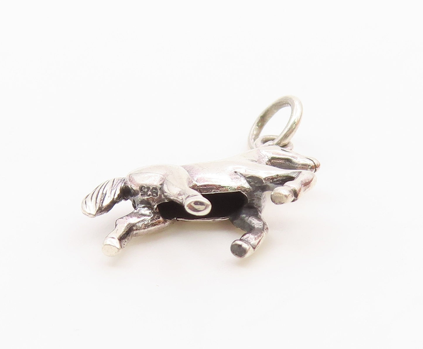 925 Sterling Silver  Vintage Shiny Petite Galloping Horse Pendant  PT18368
