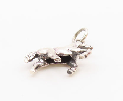 925 Sterling Silver  Vintage Shiny Petite Galloping Horse Pendant  PT18368